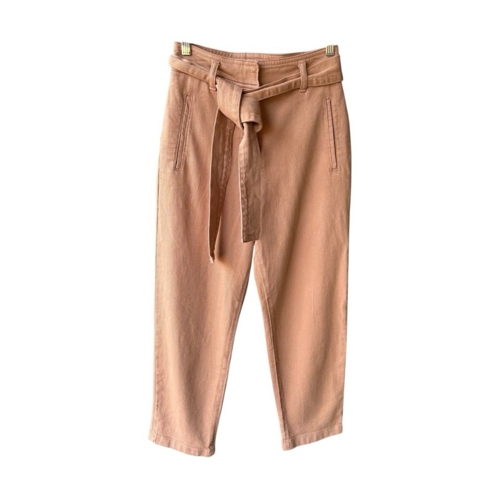 Wilfred Free Aritzia High Waisted Belted Tapered Pants Peach Terracotta Size 2